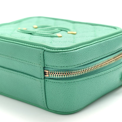Chanel Caviar Quilted Small CC Filigree Vanity Case Green 10 of 12