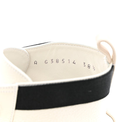 Chanel Pearly Calfskin Patent Calfskin Quilted Lace Up Boots 38.5 White Light Gray Black 6 of 18