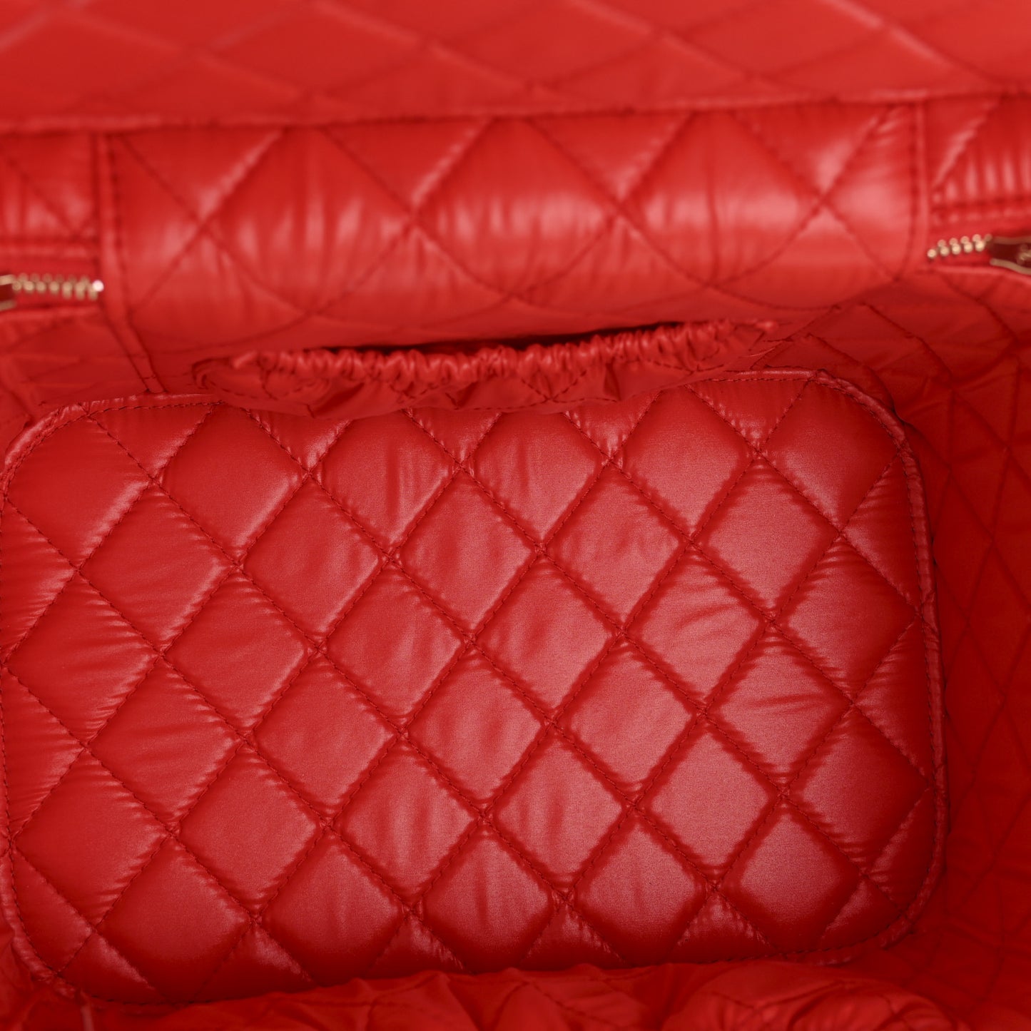 Patent Calfskin Quilted Large Vanity Pouch Red