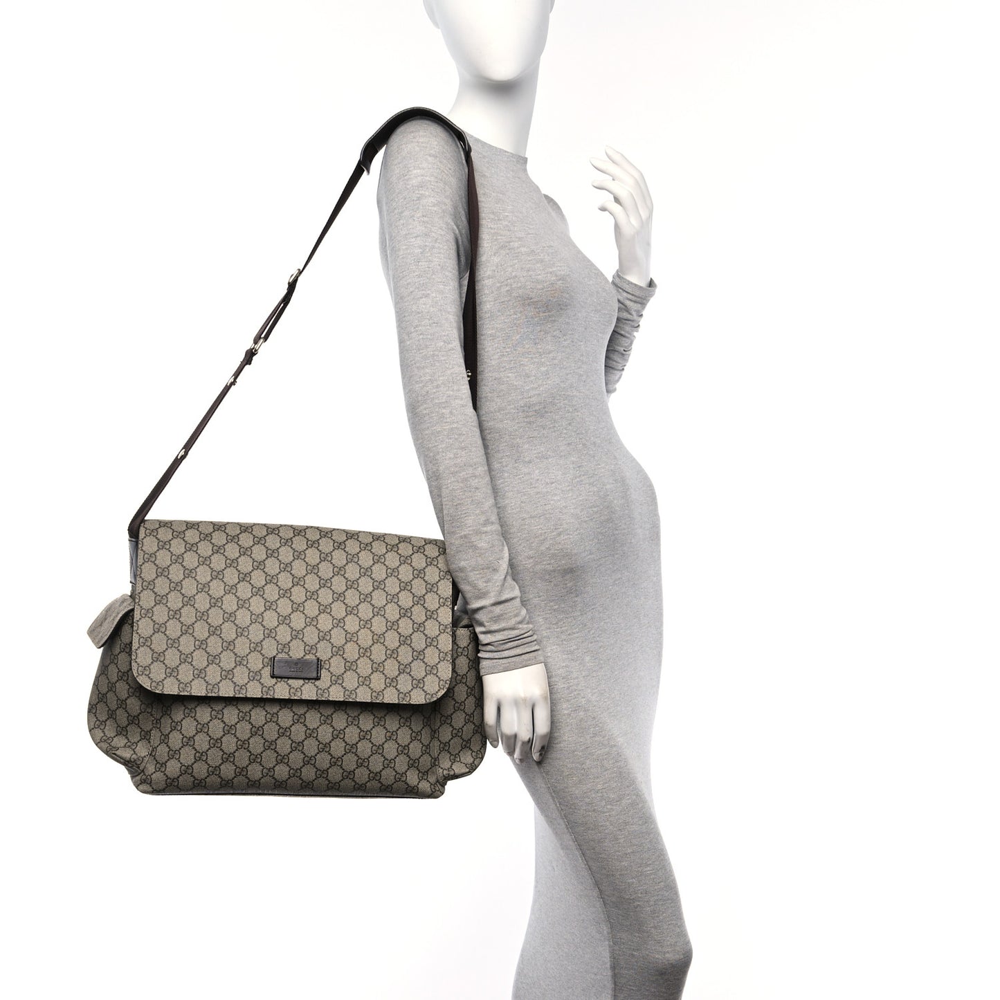 GG Plus Monogram Messenger Diaper Bag Dark Brown