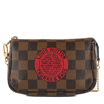 Louis Vuitton Damier Ebene Complice Trunks and Bags Mini Pochette Accessories Red 1 of 7