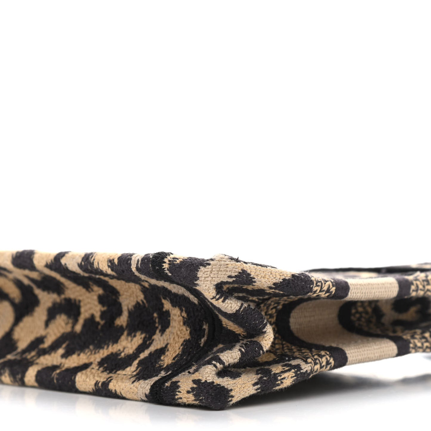 Canvas Mizza Embroidered Mini Leopard Book Tote Beige