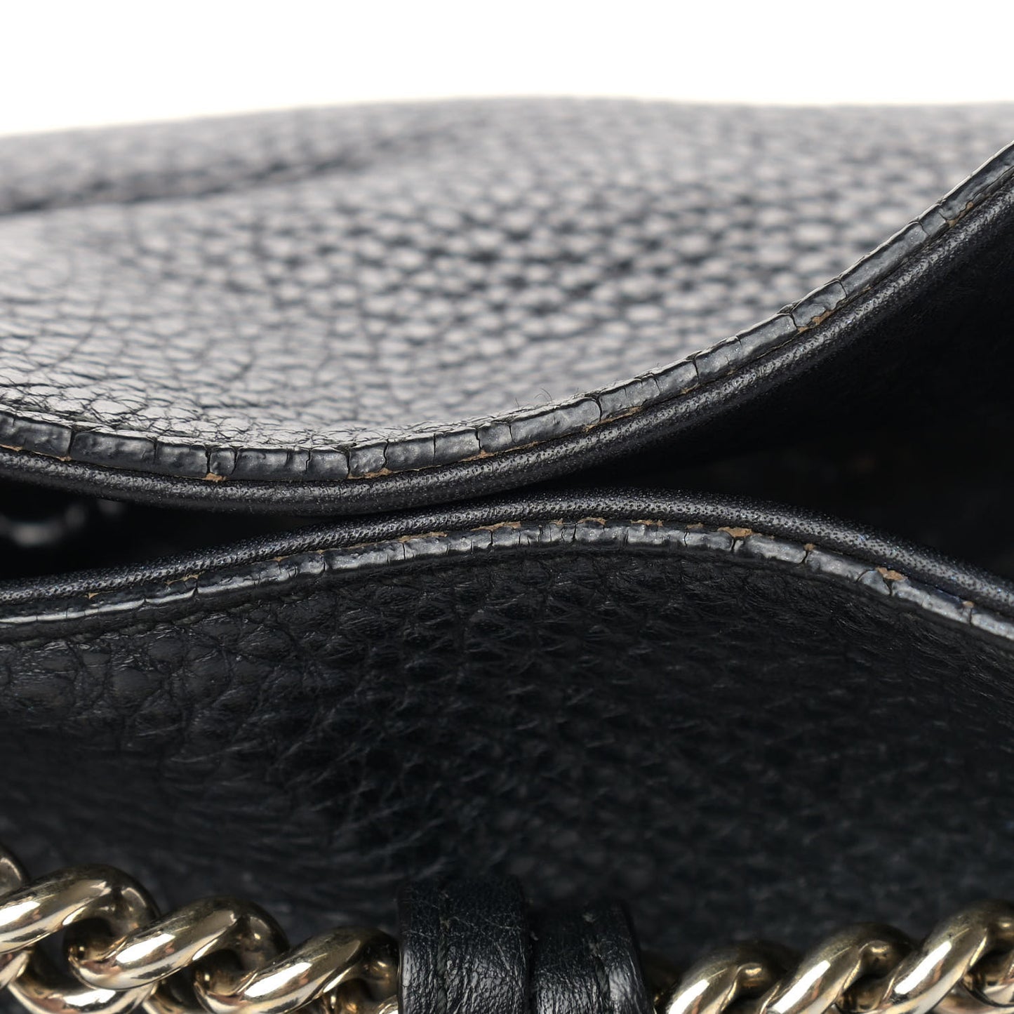 Pebbled Calfskin Medium Soho Chain Shoulder Bag Black