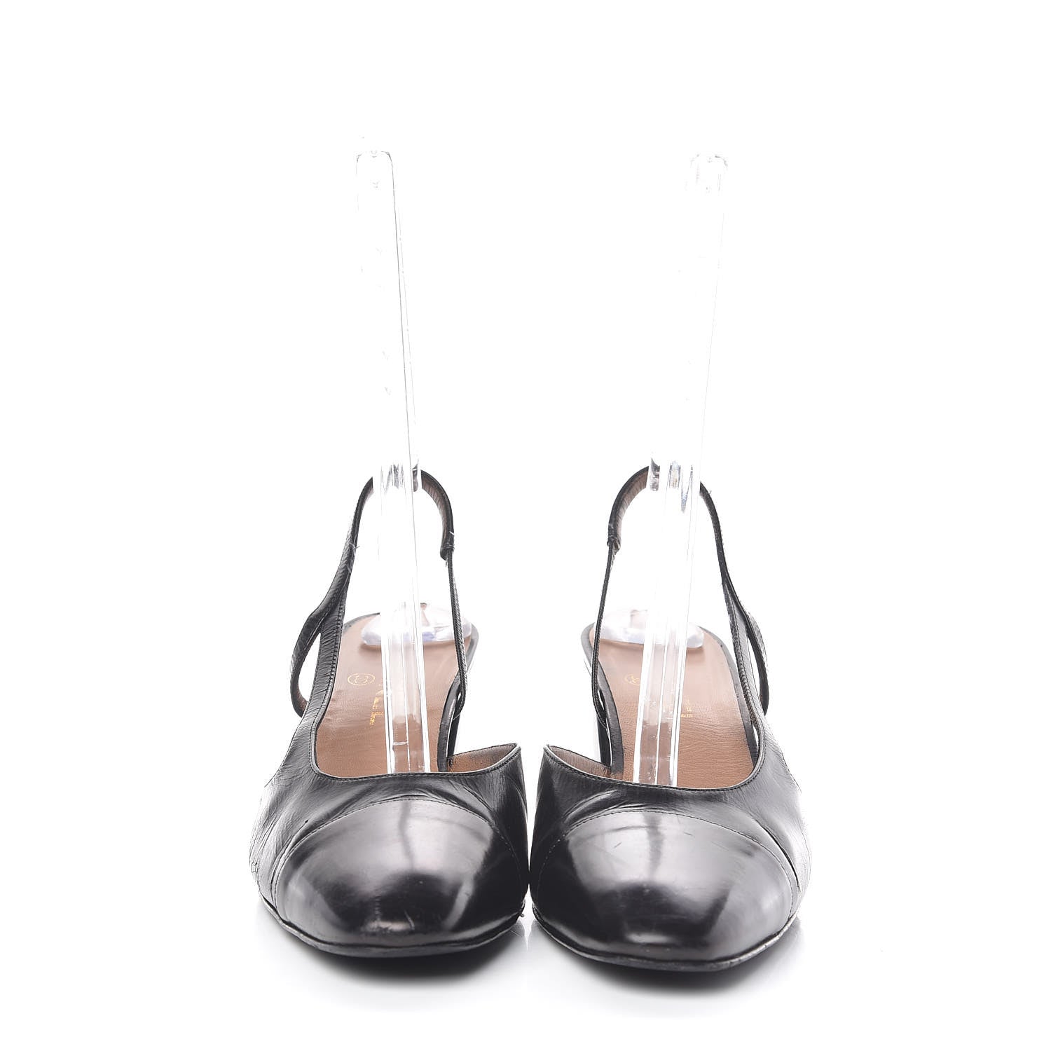 Chanel Calfskin Cap Toe CC Slingback Pumps 41.5 Black 2 of 25