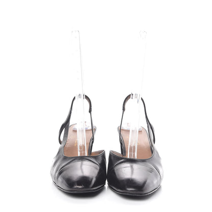 Chanel Calfskin Cap Toe CC Slingback Pumps 41.5 Black 2 of 25