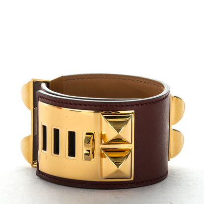 Hermes Tadelakt Collier De Chien CDC Bracelet L Rouge H 3 of 7
