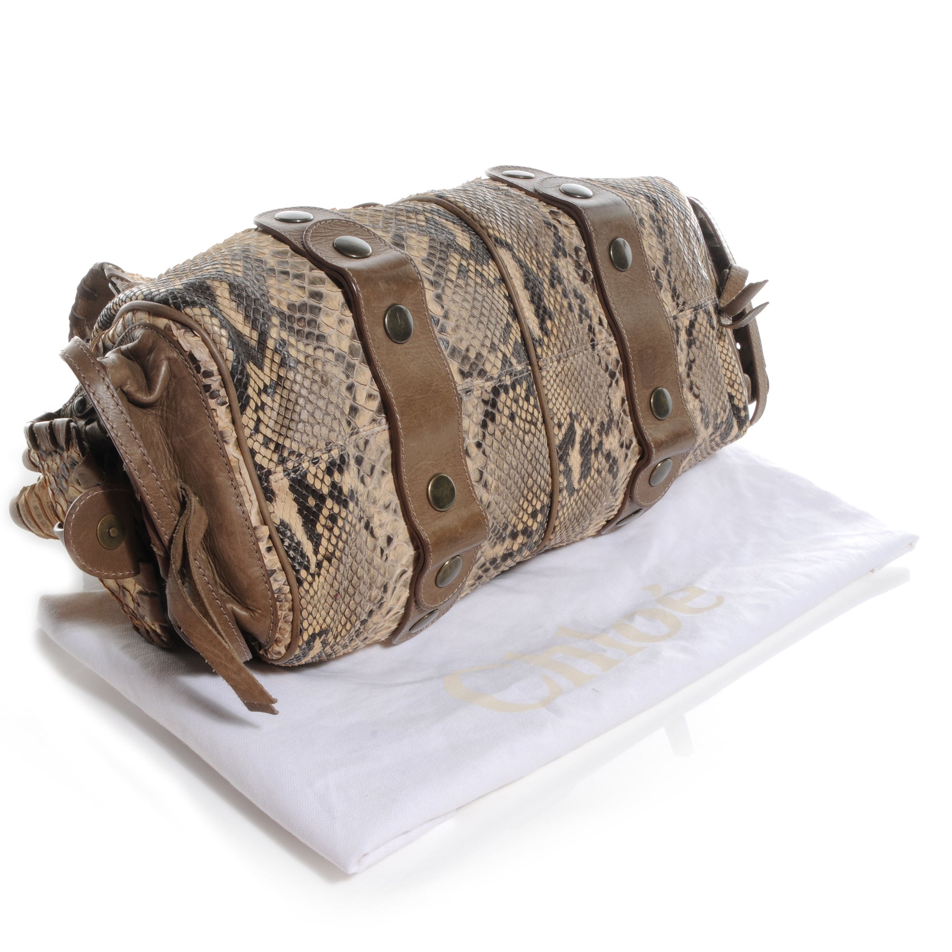 Chloe Python Silverado Tote Beige 4 of 7
