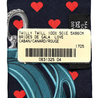Hermes Silk Brides de Gala Love Twilly Caban Canard Rouge 3 of 4