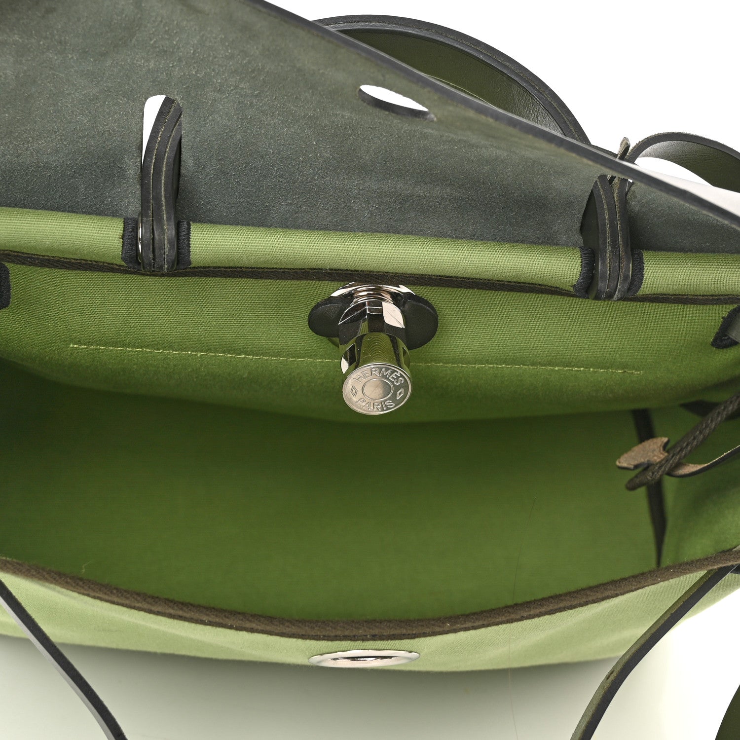 Hermes Military Toile Vache Hunter Herbag Zip Retourne 31 PM Vert Criquet Black 6 of 14