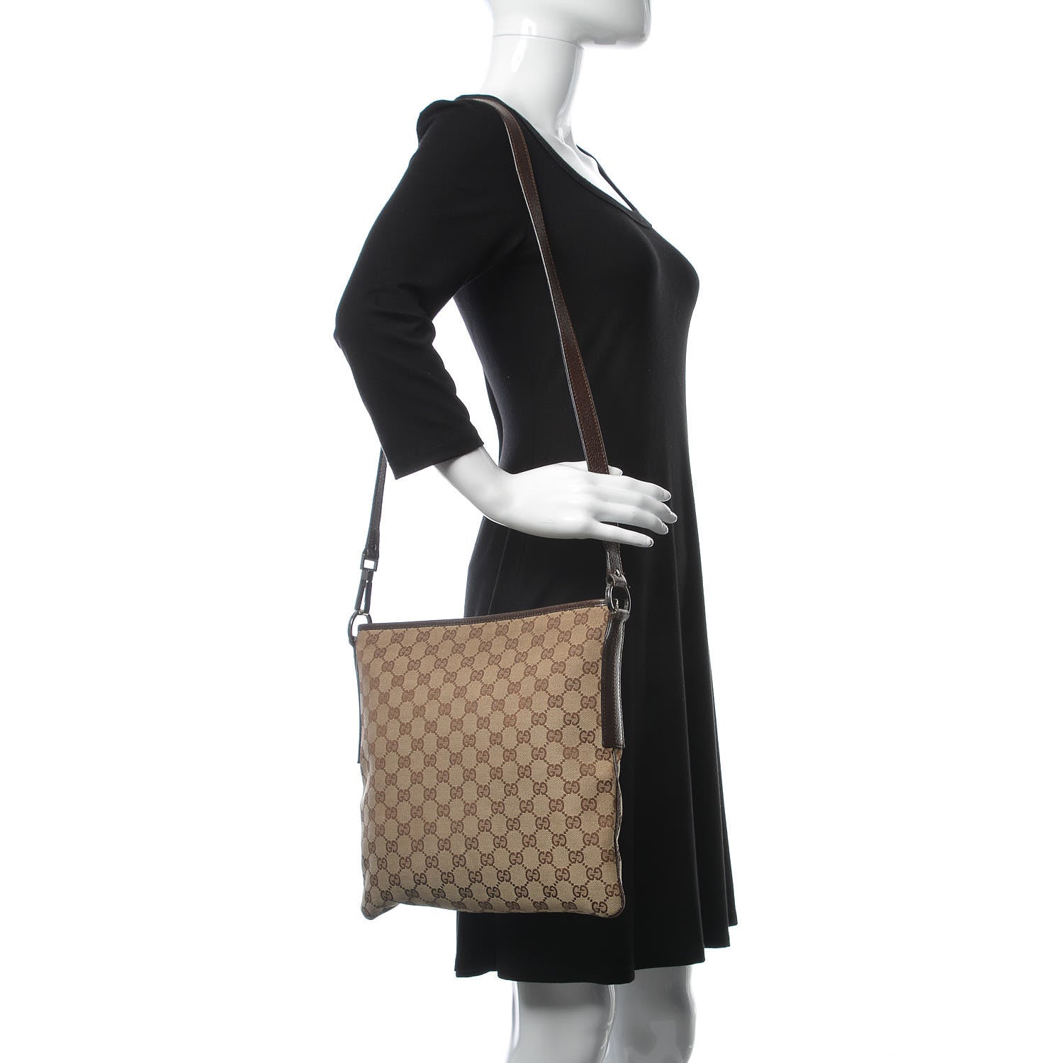 Gucci GG Supreme Monogram Medium Flat Messenger Bag Dark Brown 2 of 7