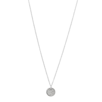 David Yurman 18K White Gold Diamond Cable Collectibles Pave Charm Pendant Necklace 1 of 6