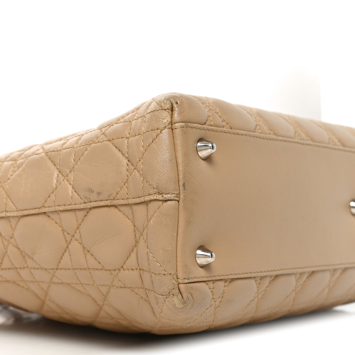 Christian Dior Lambskin Cannage Large Lady Dior Shopper Tote Beige 9 of 13