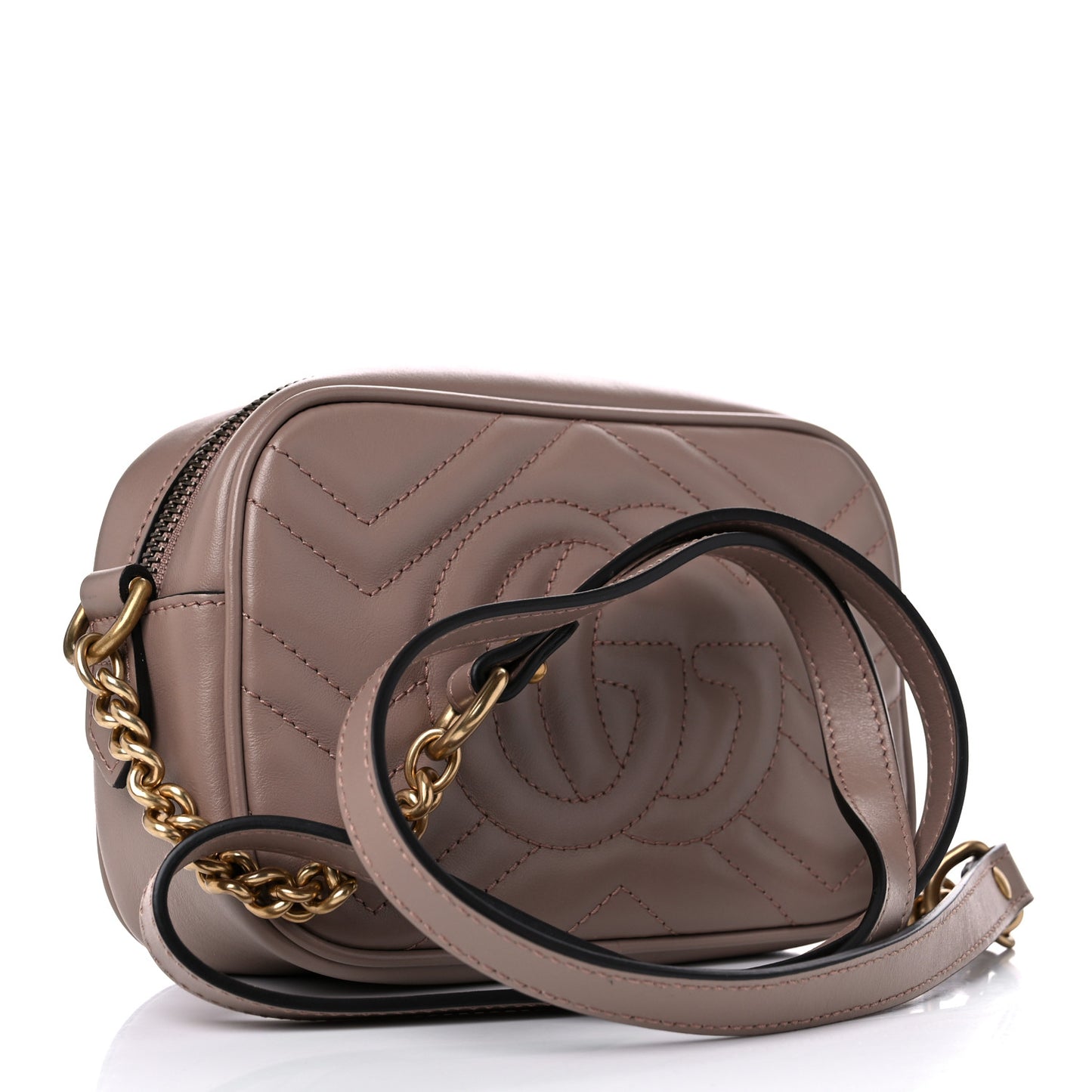 Calfskin Matelasse Mini GG Marmont Chain Shoulder Bag Porcelain Rose