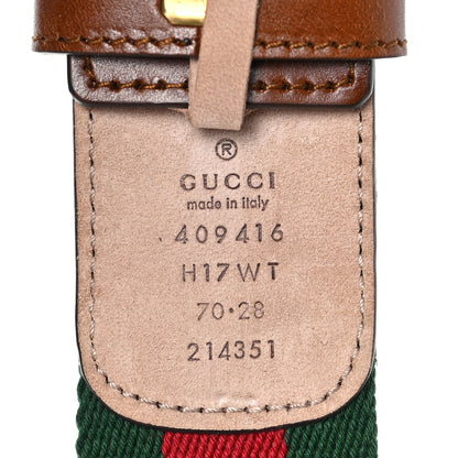 Gucci Nylon Calfskin Double G Web 40mm Belt 70 28 Green Red Cuir 3 of 4