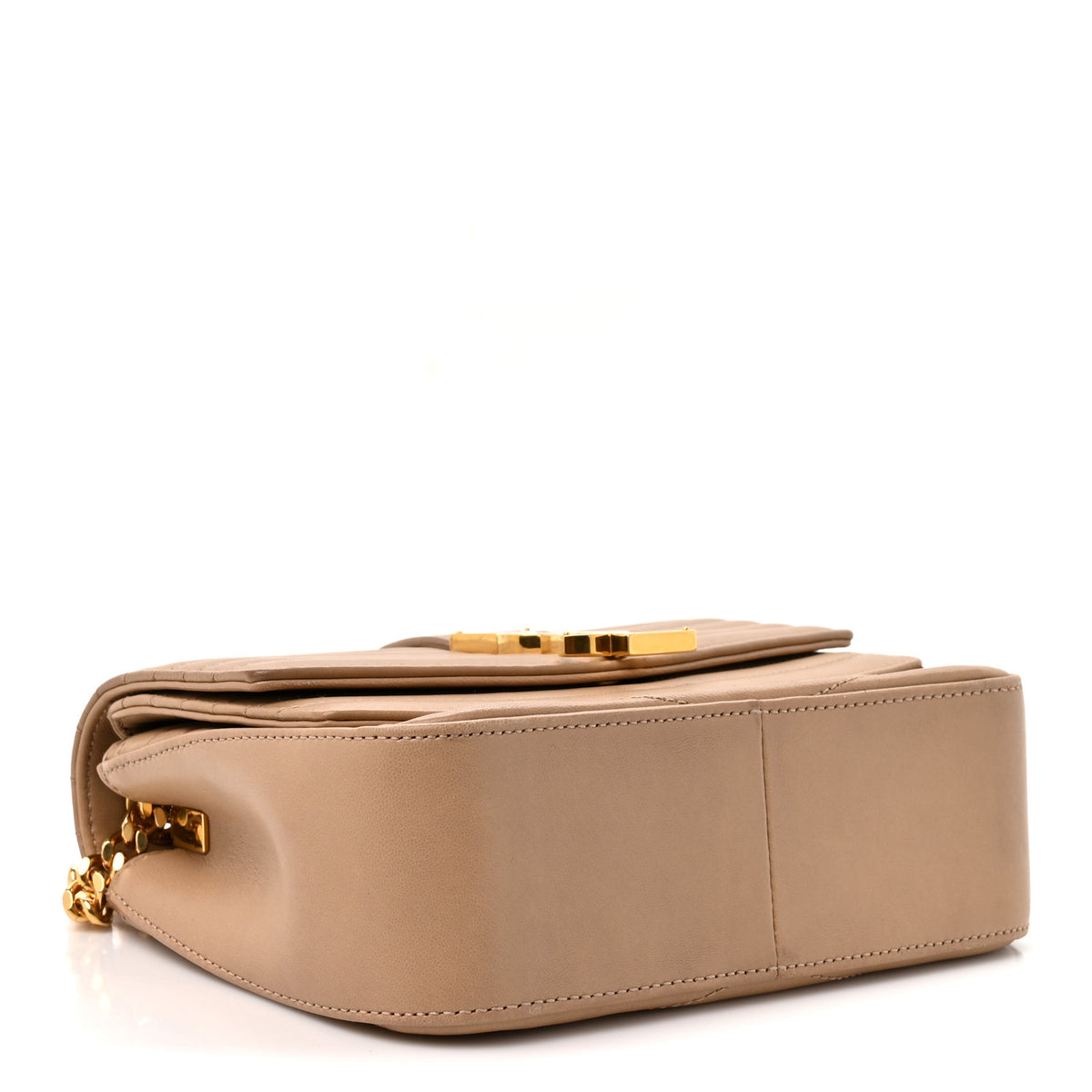 Lambskin Matelasse Chevron Monogram Small Sulpice Bag Sable Beige