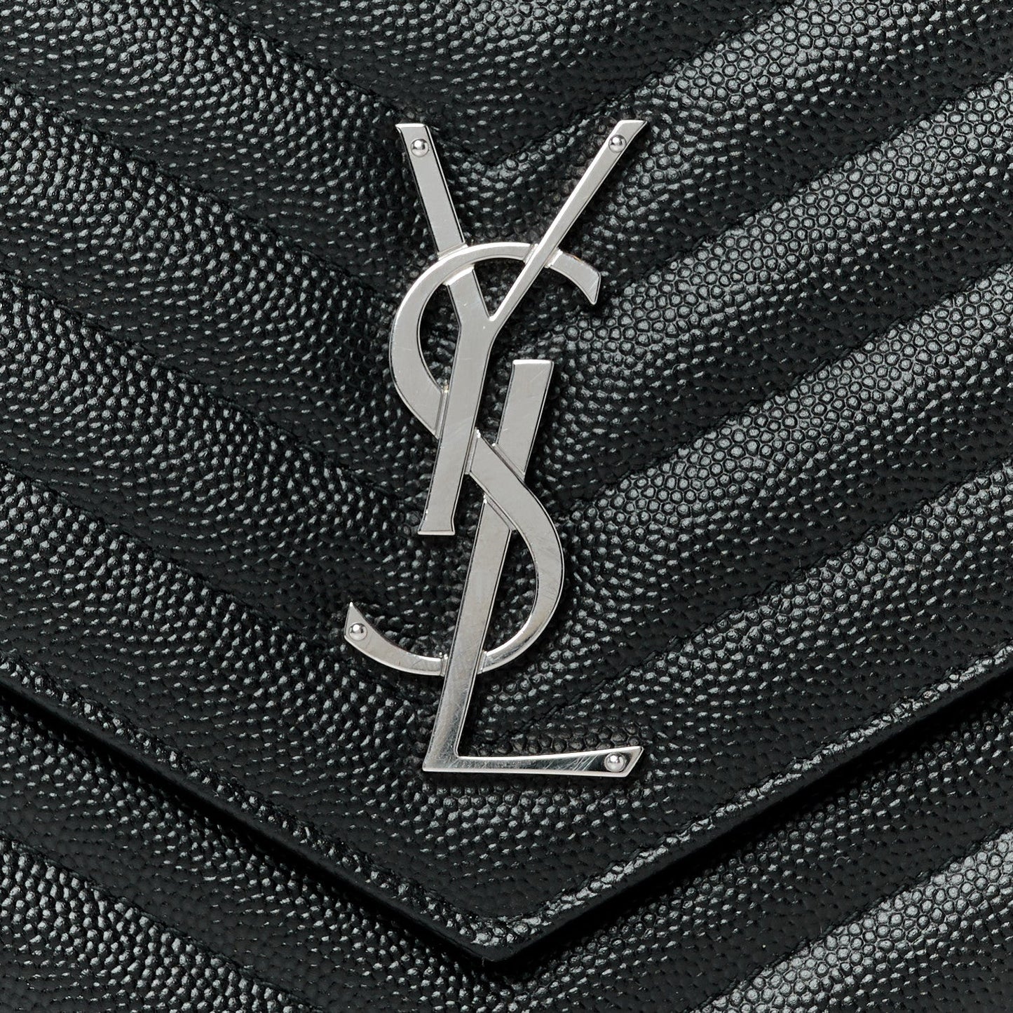 Grain De Poudre Matelasse Chevron Monogram Envelope Clutch Black