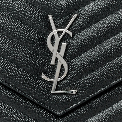 Saint Laurent Grain De Poudre Matelasse Chevron Monogram Envelope Clutch Black 8 of 8