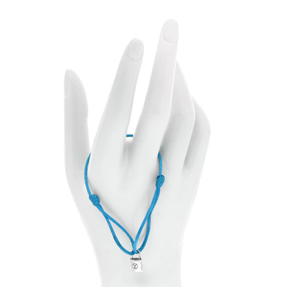 Louis Vuitton Sterling Silver Lockit Adjustable Cord Bracelet Blue 2 of 5