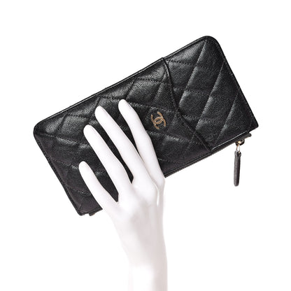 Chanel Iridescent Caviar Quilted Classic Flat Wallet Pouch Black 2 of 8