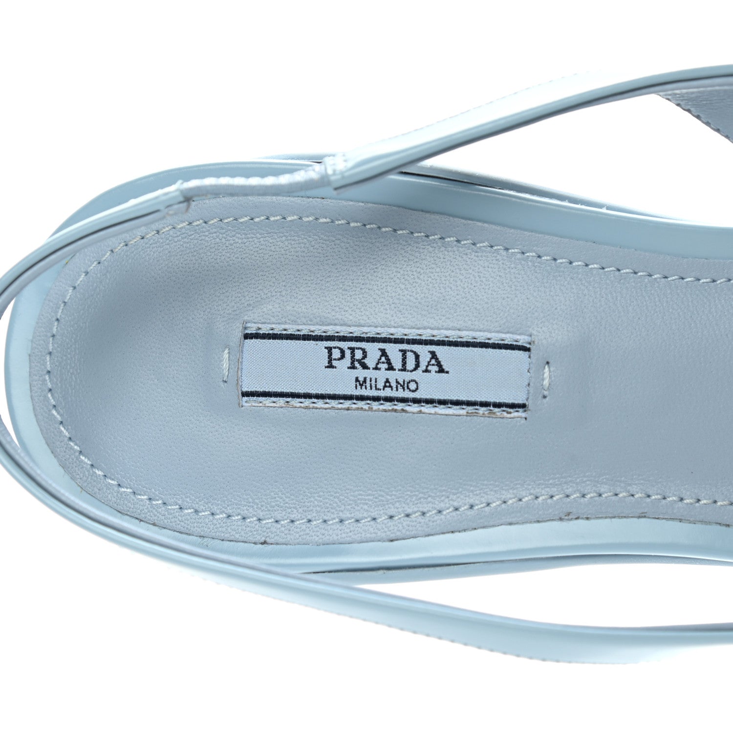 Prada Spazzolato Triangle Logo Pointed Toe 45mm Slingback Pumps 38.5 Cielo 7 of 9