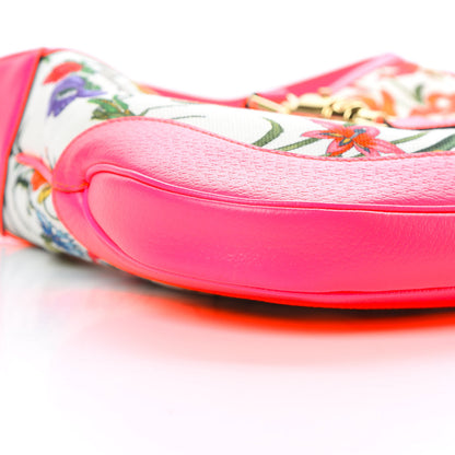 Gucci Canvas Flora Medium Jackie Hobo Fuchsia 9 of 12