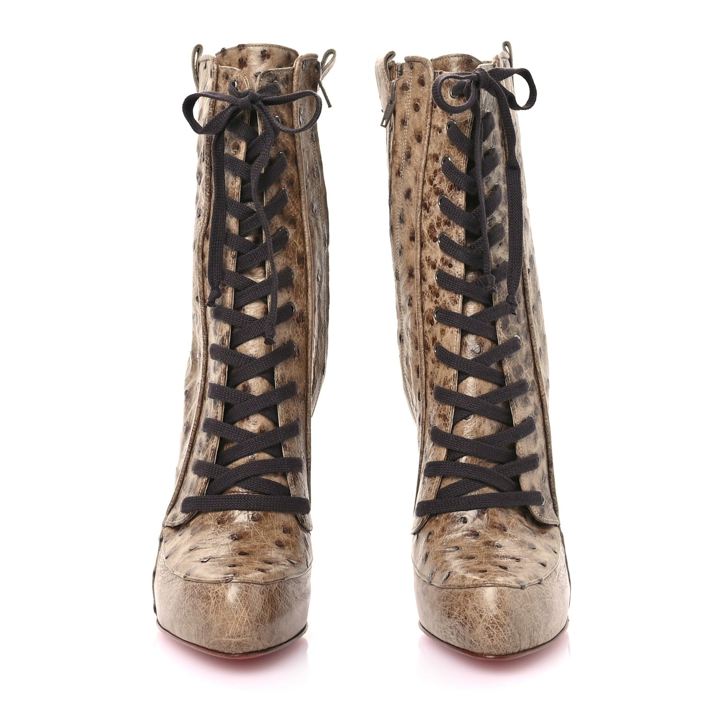 Ostrich Avedere 120 Lace Up Ankle Booties 38.5 Brown