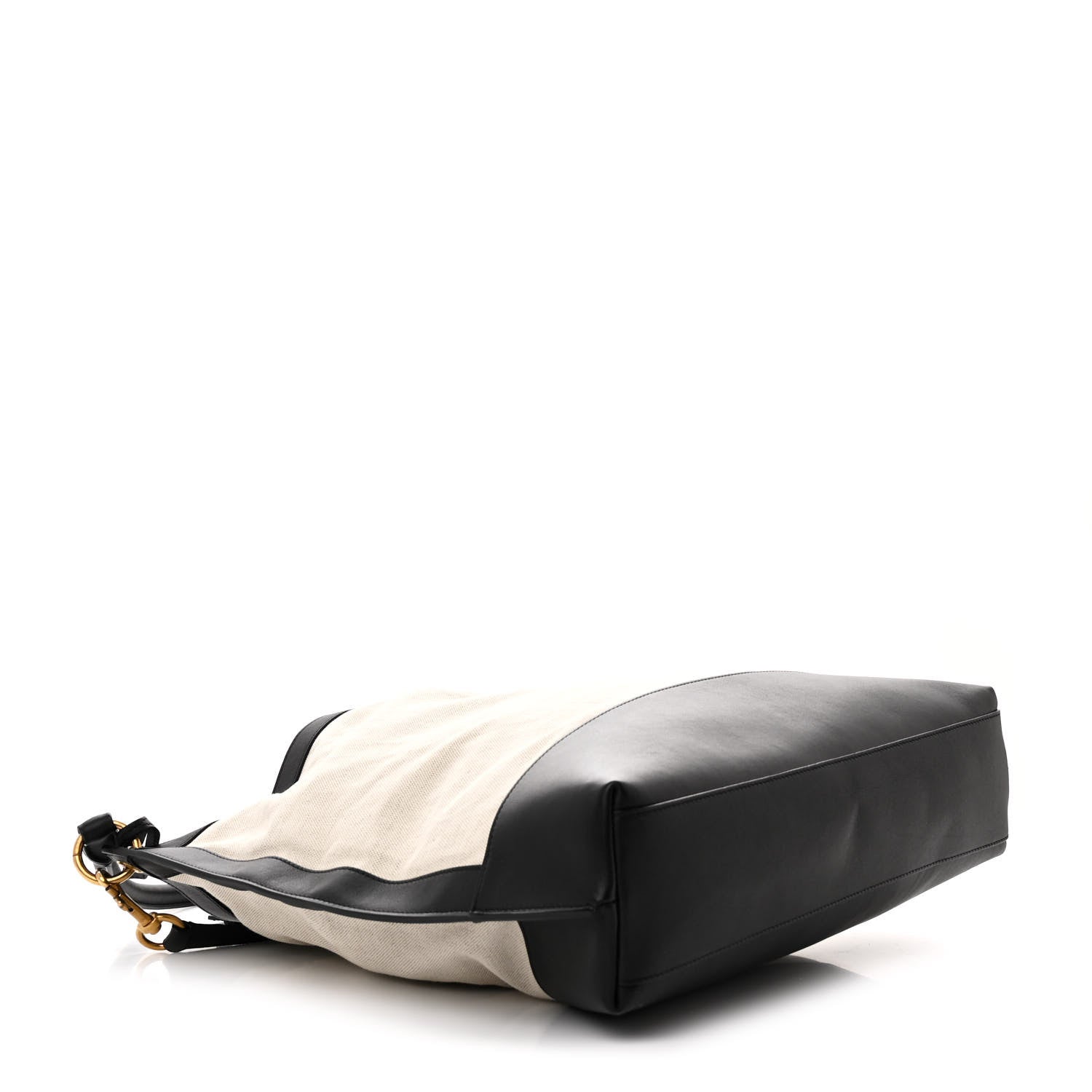 Saint Laurent Canvas Calfskin Tag Hobo White Black 5 of 12