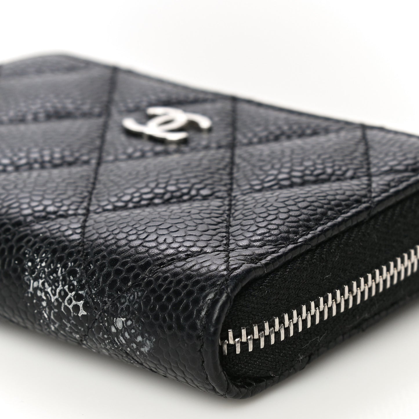 Caviar Quilted Zip Coin Purse Black