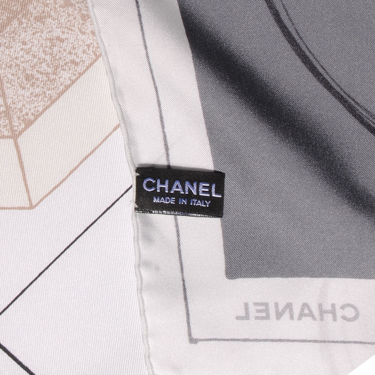 Chanel Silk Camellia Jacket Flower Print Scarf Dark White 5 of 5