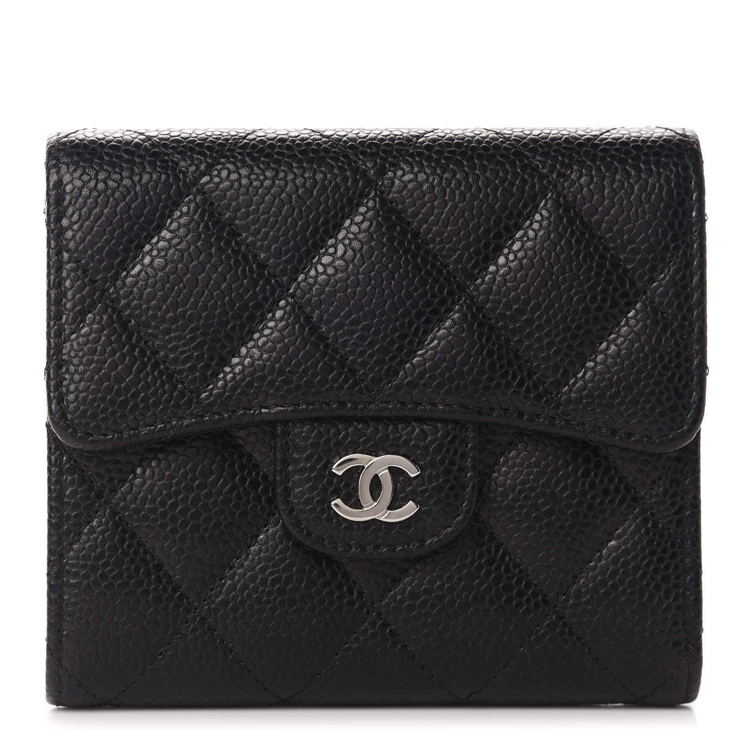 Chanel Caviar Quilted Compact Flap Wallet Black 1 of 8