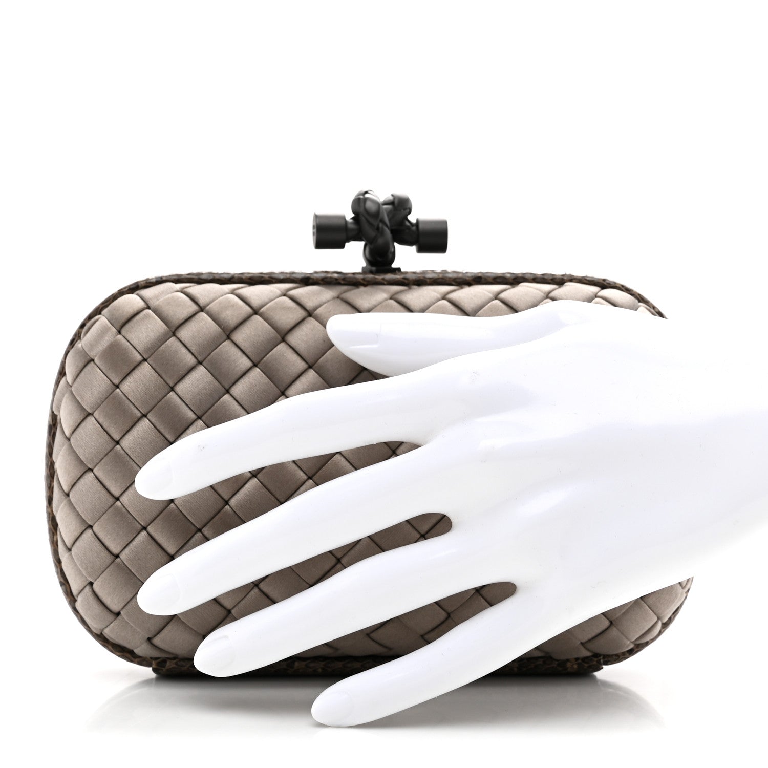 Bottega Veneta Satin Intreccio Impero Ayers Knot Taupe 2 of 6