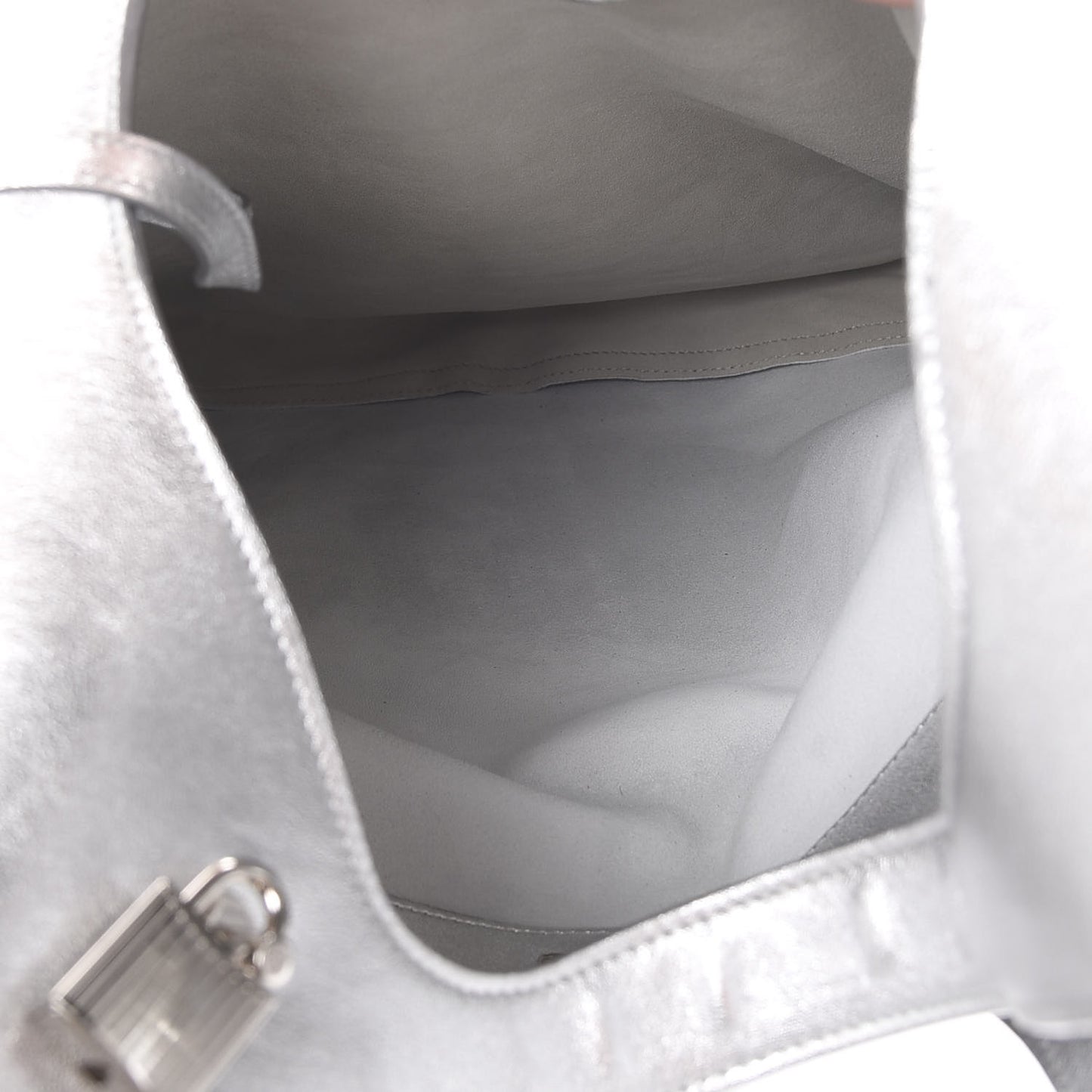 Metallic Calfskin Alix Padlock Zip Shoulder Bag Silver