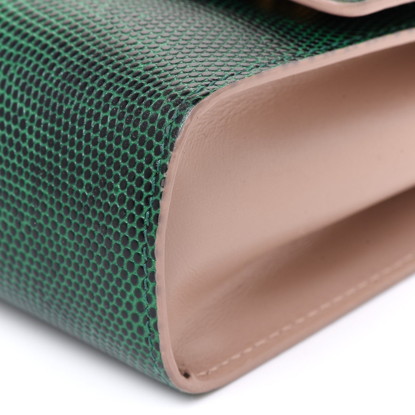 Iguana Calfskin Embossed Mini Welcome Crossbody Bag Green