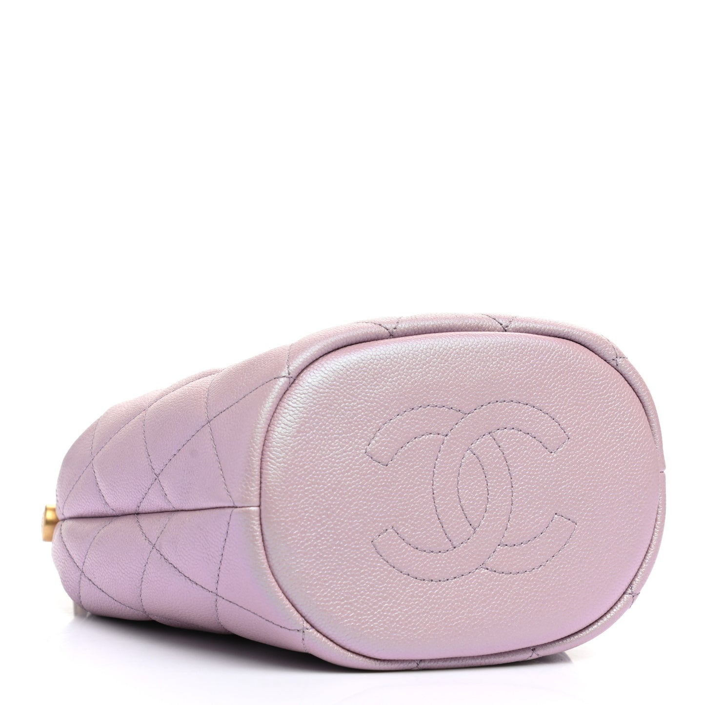 Iridescent Caviar Quilted My Perfect CC Bucket Drawstring Bag Pink
