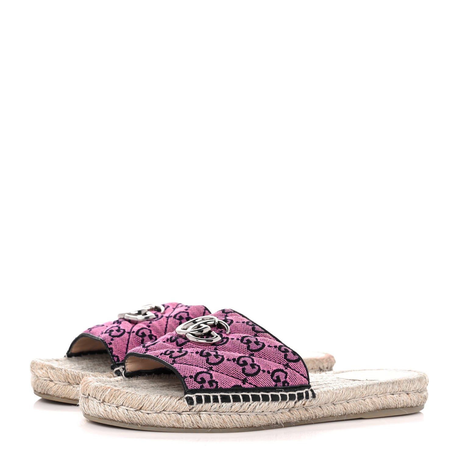 Gucci Monogram Multicolor Matelasse Diagonal GG Marmont Espadrille Slide Sandals 39.5 Pink Blue 3 of 8