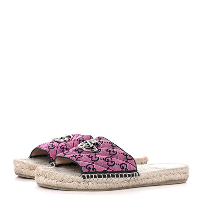Gucci Monogram Multicolor Matelasse Diagonal GG Marmont Espadrille Slide Sandals 39.5 Pink Blue 3 of 8