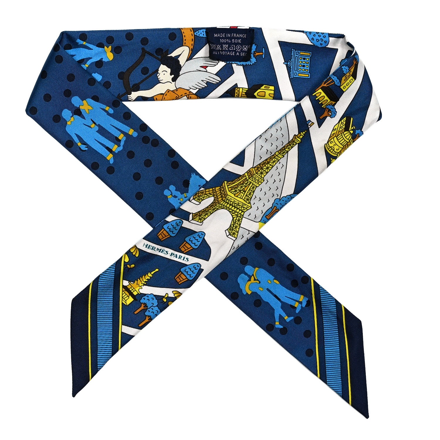 Hermes Silk Les Nouveaux Amoureux Twilly Bleu Moyen White 1 of 4