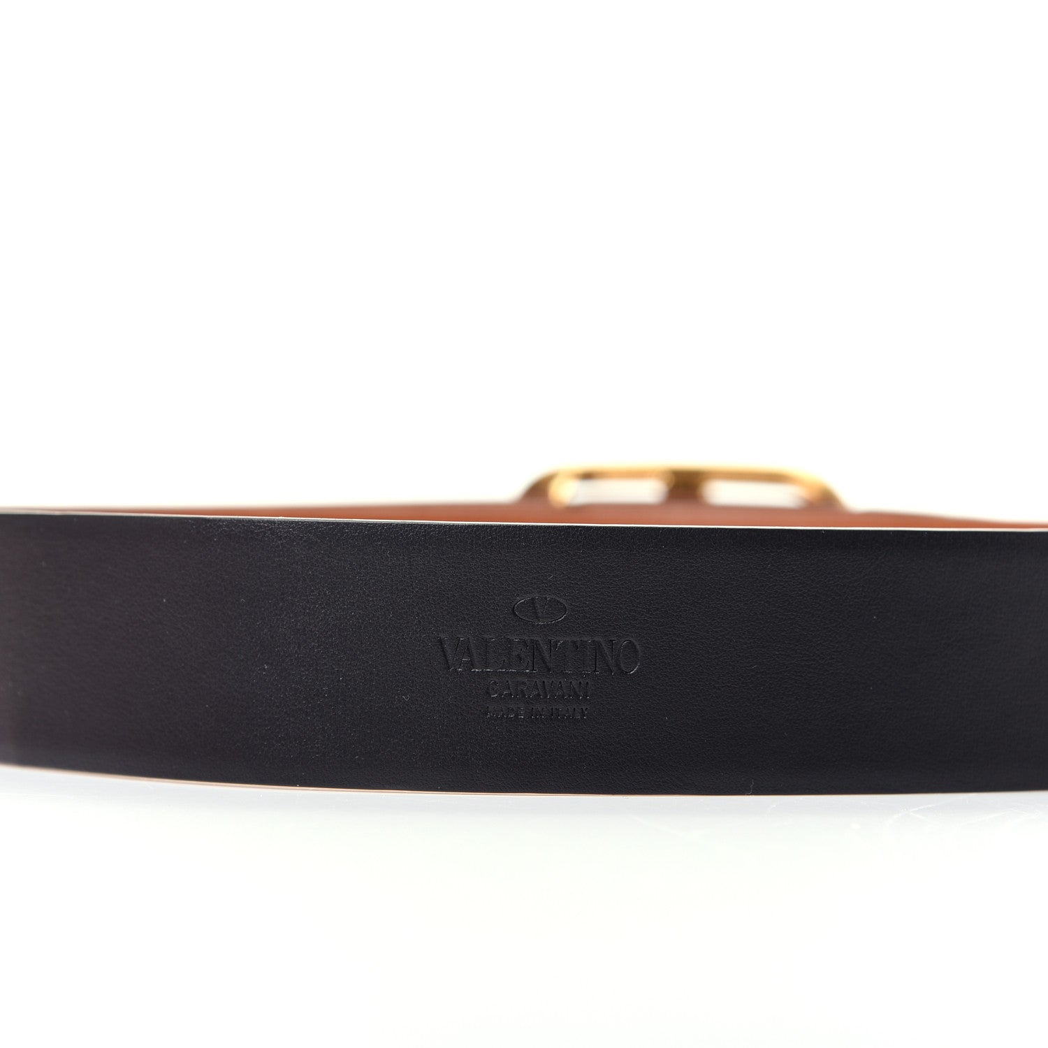 Valentino Garavani Glossy Calfskin VLogo Reversible 40mm Belt 90 36 Saddle Brown Black 3 of 7