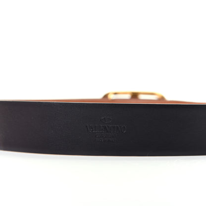 Valentino Garavani Glossy Calfskin VLogo Reversible 40mm Belt 90 36 Saddle Brown Black 3 of 7