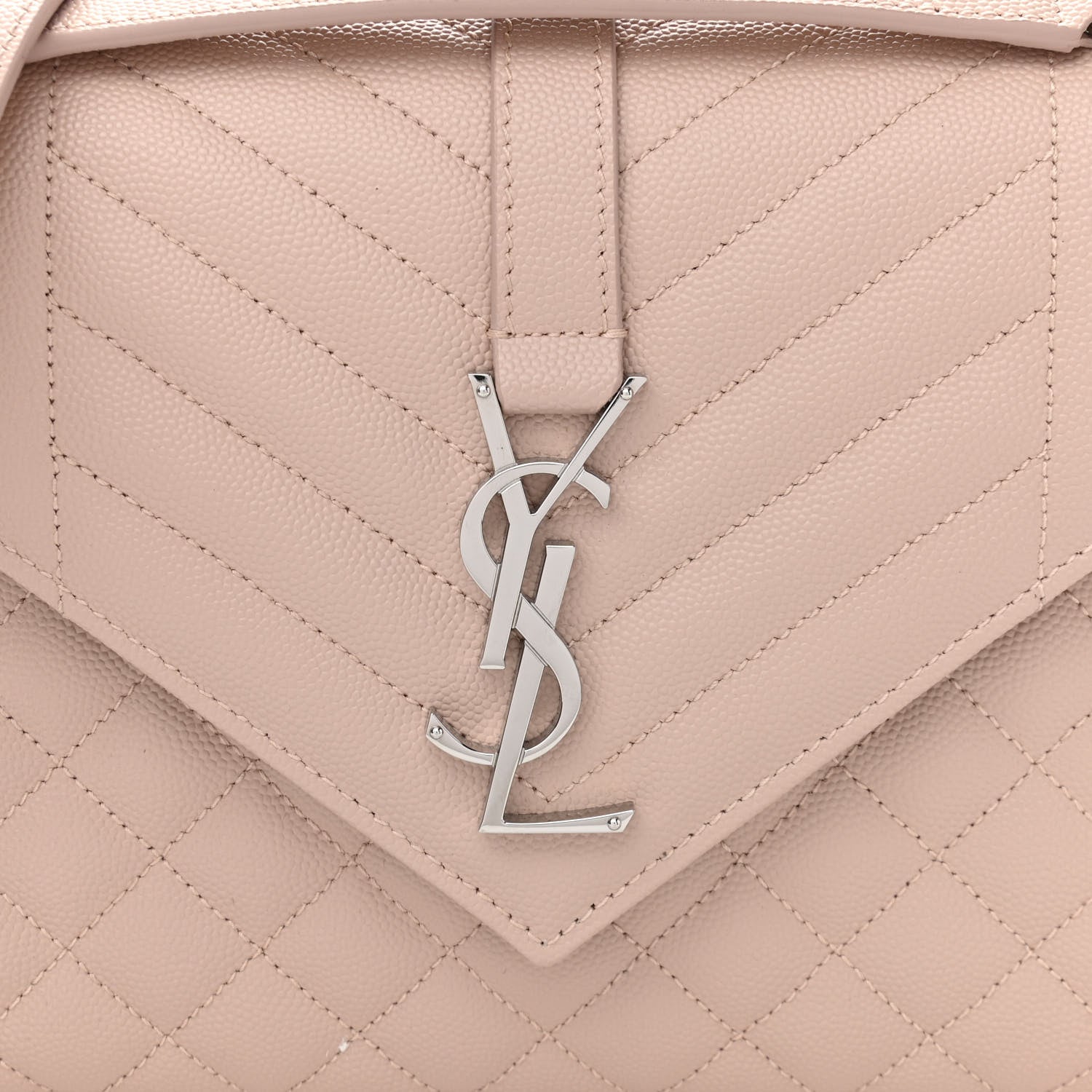 Saint Laurent Grain De Poudre Textured Mixed Matelasse Medium Triquilt Monogram Satchel Marble Pink 8 of 14