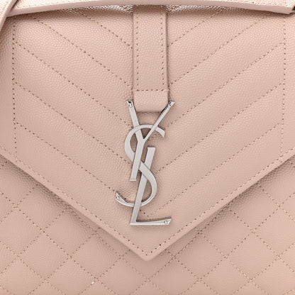 Saint Laurent Grain De Poudre Textured Mixed Matelasse Medium Triquilt Monogram Satchel Marble Pink 8 of 14