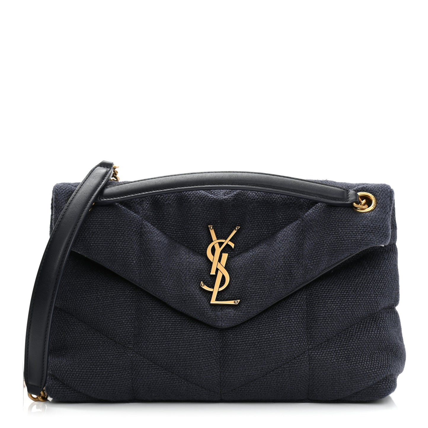 Canvas Quilted Small Loulou Puffer Monogram Chain Satchel Marine