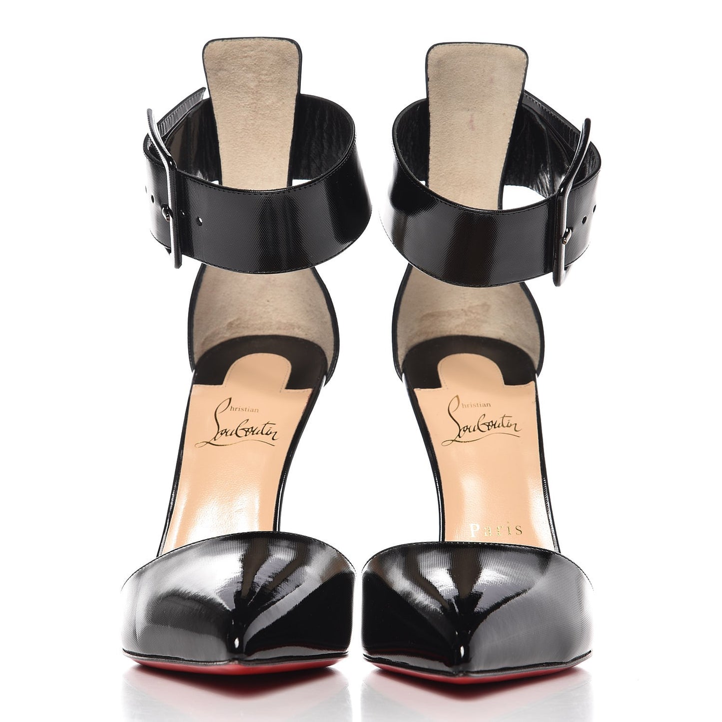 Patent Vinyl Harler 100 Ankle Strap Pumps 39 Black