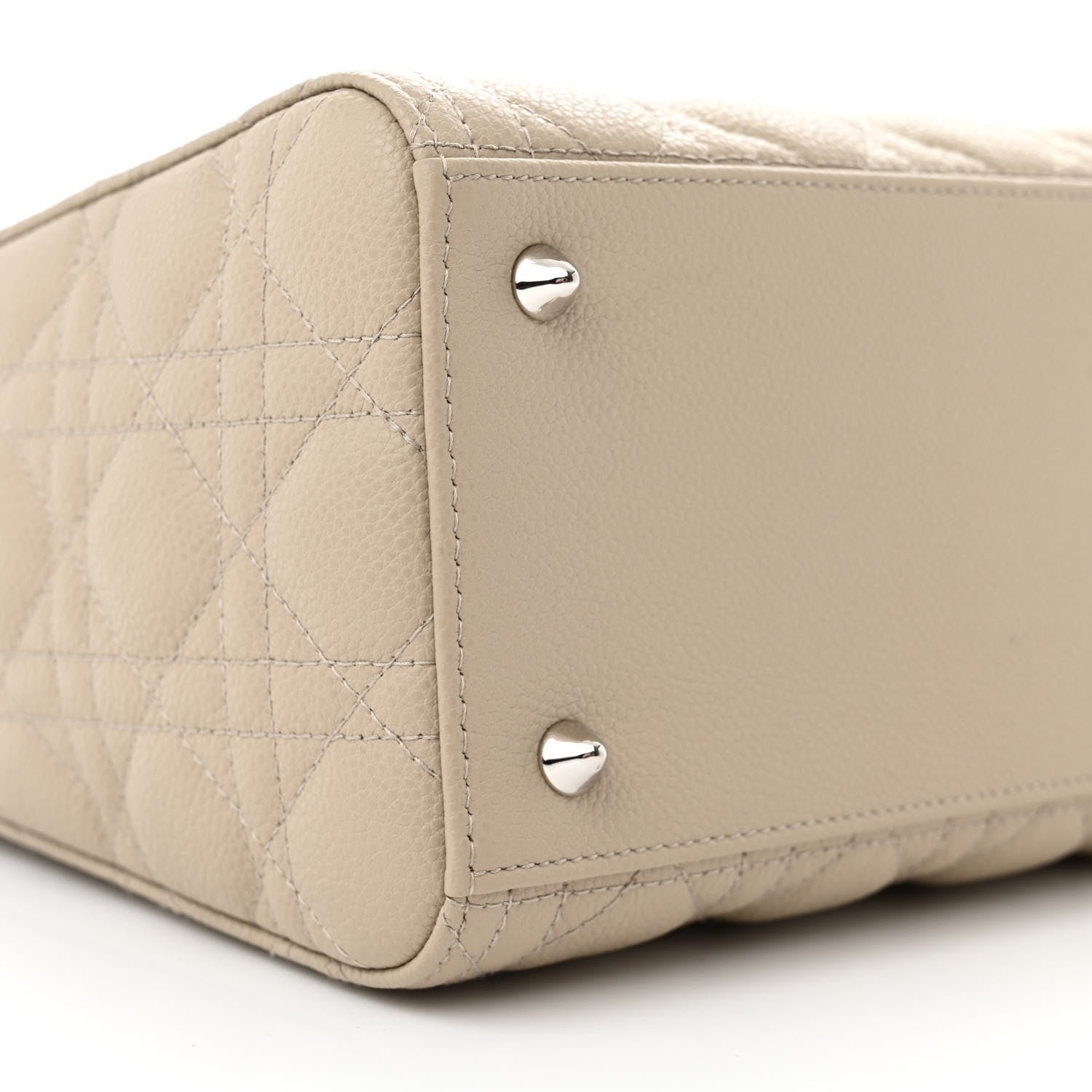Christian Dior Grained Calfskin Cannage Medium Lady Dior Natural 9 of 13