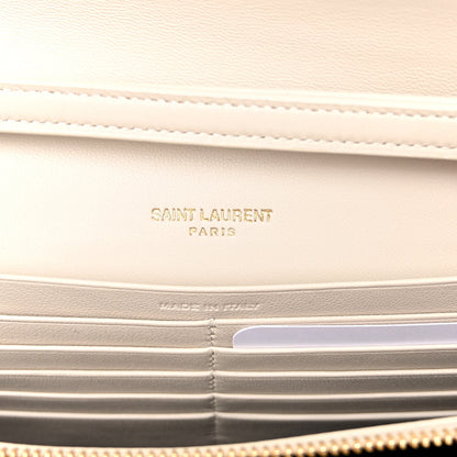Saint Laurent Lambskin Carre Quilted Cassandre Chain Wallet Blanc Vintage 6 of 9