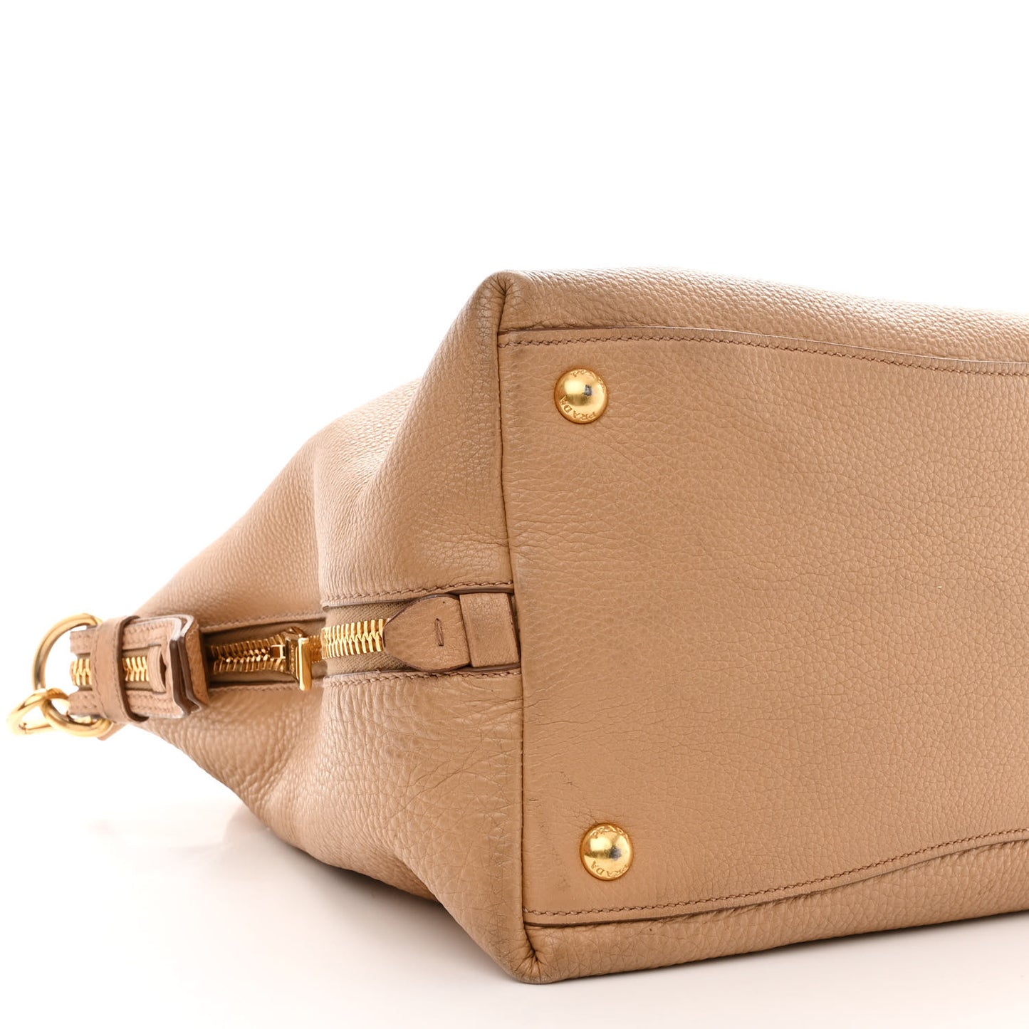 Vitello Daino Side Zip Tote Naturale