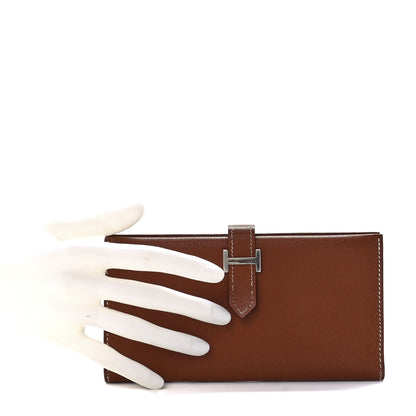 Hermes Chevre Mysore Bearn Gusset Wallet Gold 2 of 13