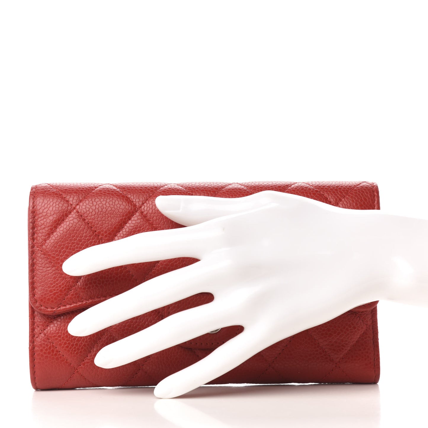 Caviar Quilted Large Flap Wallet Red