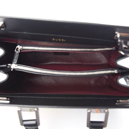 Gucci Smooth Calfskin Diagonal Striped Small Zumi Top Handle Bag Black Beige 5 of 10