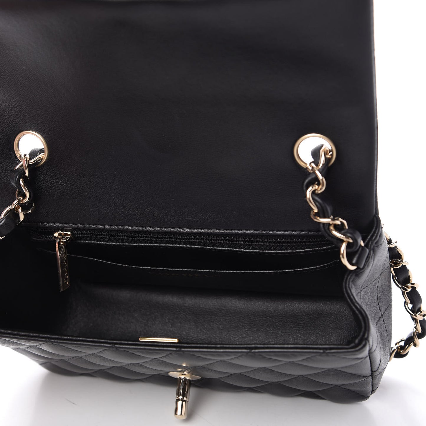 Lambskin Quilted Mini Rectangular Flap Black